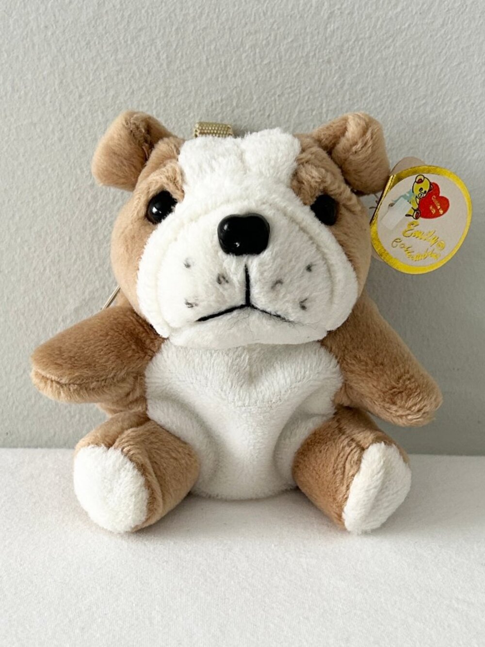 Vintage Bulldog Coin Purse Plush 5” Dog Backpack Belt Bag Charm Key Chain NOS